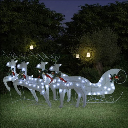 Reindeer & Sleigh Christmas Decoration 100 LEDs Outdoor White