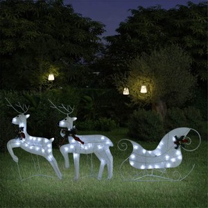 Reindeer  Sleigh Christmas Decoration 60 LEDs Outdoor White