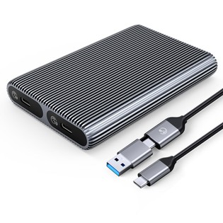 ORICO-AM2C3-2N-GY-BP Tool Free Aluminum Dual-bay M2 NVME*2 SSD Enclosure 10Gbps Solid State Drive Case