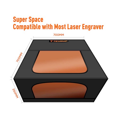 TEVOUP ACMER R10 Faltbares Lasergravierergehäuse mit Luftauslass, feuerfest, staubdicht, 700 x 700 x 350 mm