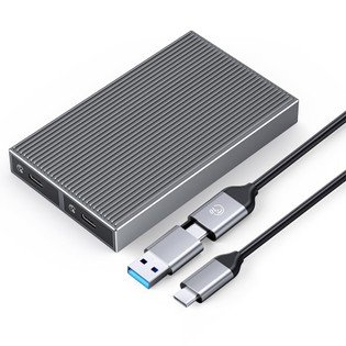 ORICO-BM2C3-2SN-GY-BP Tool Free Aluminum Dual-bay M2 NVME and SATA SSD Enclosure 10Gbps Solid State Drive Case