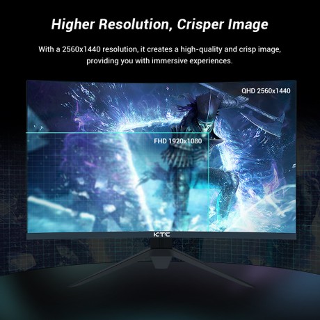 KTC H27S17 27-inch 1500R Curved Gaming Monitor QHD 2560x1440 16:9 ELED 170Hz 120% sRGB 4000:1 Contrast Ratio 1ms MPRT Response Time Low Motion Blur Compatible with FreeSync G-Sync USB 2xHDMI2.0 2xDP1.4 Audio Out VESA Mount