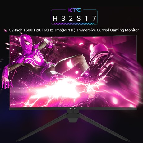 KTC H32S17 32 inch 1500R Curved Gaming Monitor 2560x1440 QHD 170Hz 16:9 ELED 99% sRGB HDR10 1ms MPRT Response Time Low-blue Compatible with FreeSync and G-SYNC USB HDMI2.0 2xDP1.4 Audio Out Flexible Adjustment with Sturdy Tripod VESA Mount Displayer