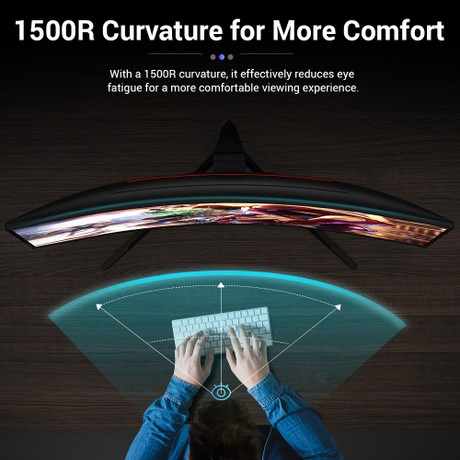 KTC H32S17 32 inch 1500R Curved Gaming Monitor 2560x1440 QHD 170Hz 16:9 ELED 99% sRGB HDR10 1ms MPRT Response Time Low-blue Compatible with FreeSync and G-SYNC USB HDMI2.0 2xDP1.4 Audio Out Flexible Adjustment with Sturdy Tripod VESA Mount Displayer