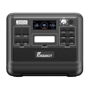 FOSSiBOT F2400 Portable Power Station, 2048Wh LiFePO4 Battery 2400W Output Solar Generator, 16 Output Ports, Input Power Adjustment Knob, Bidirectional Inverter – Black