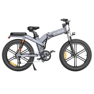 ENGWE X26 Dual Battery Electric Bike 26*4.0 inch Fat Tires 50km/h Max Speed 48V 1000W Motor 19.2Ah&10Ah 100km Range 150kg Max Load Triple Suspension System Shimano 8-Speed Gear Dual Hydraulic Disc Brake for All-Terrain Roads Mountain E-Bike - Grey