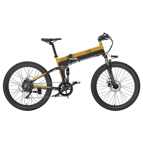 BEZIOR X500 Pro-FT Folding Electric Bike Bicycle 48V 10.4Ah Battery 500W Motor 26 inch Tire Aluminum Alloy Frame Shimano 7-speed Shift Max Speed 30km/h 100KM Power-assisted mileage Range LCD Display IP54 waterproof - Black Yellow