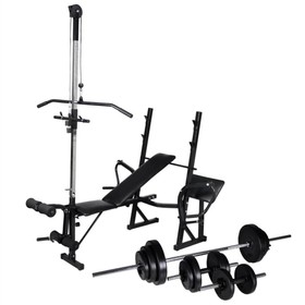 Banc d39entraînement avec support de poids barre et haltères 305 kg