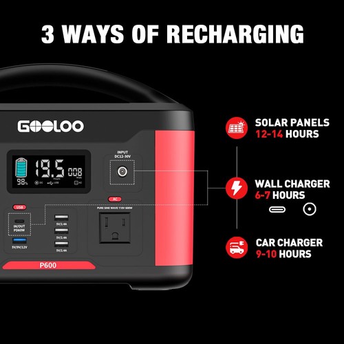 €€ ポータブル電源 GOOLOO P600 レッド Amazon.co.jp: GOOLOO ポータブル電源 大容量 626.4Wh/174000mAh