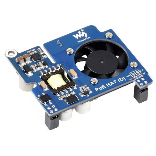 Waveshare Power over Ethernet HAT (D) för Raspberry Pi 3B /4B, 802.3af-kompatibel, officiellt fodral kompatibelt