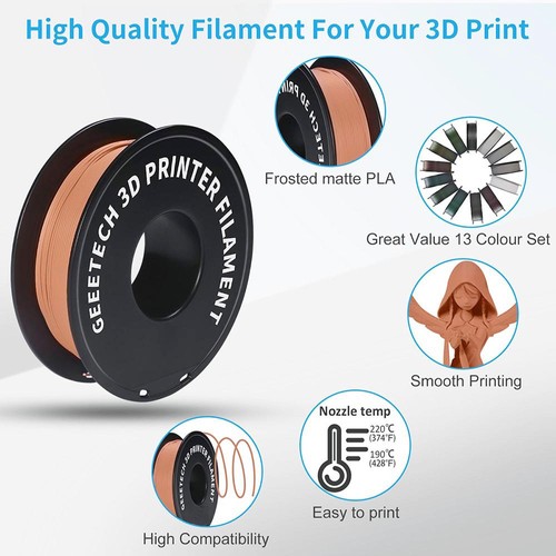 Geeetech Matte PLA Filament för 3D-skrivare, 1,75 mm måttnoggrannhet /- 0,03 mm 1 kg spole (2,2 lbs) - Orange