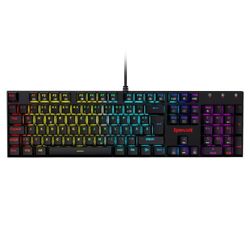 Redragon 105-Key Mechanical Keyboard RGB Backlit German Layout