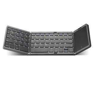 Foldable Bluetooth Wireless Keyboard Rechargeable with Touchpad for Windows, iOS, Android Tablet, Smartphone – Black