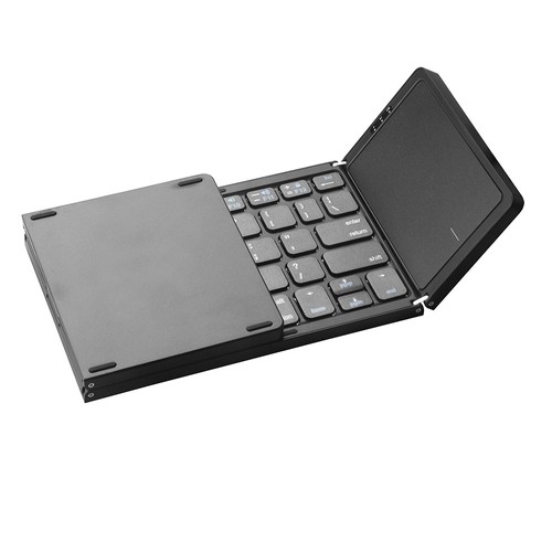 Faltbare kabellose Bluetooth-Tastatur wiederaufladbar mit Touchpad für Windows, iOS, Android Tablet, Smartphone – Grau