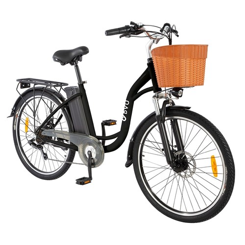 DYU C6 Elektrofahrrad 350 W Motor Max. Geschwindigkeit 25 km/h 36 V 12,5 Ah Batterie 70 km maximale Reichweite – Schwarz