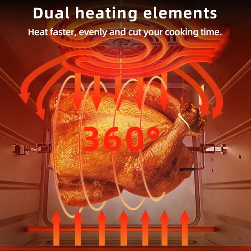 BioloMix MA528T Luftfritteuse mit Doppelheizung, 1700 W ölfreier Toaster, 15 l Fassungsvermögen, 11 Voreinstellungen, Edelstahlinnenraum