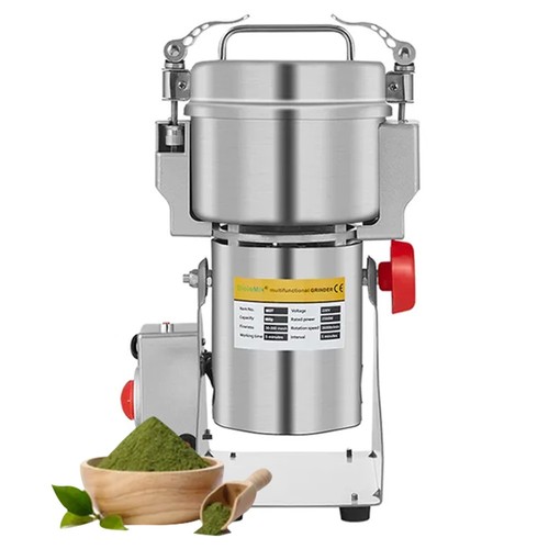 BioloMix 800g Electric Grain Grinder Mill, Spices Cereals Coffee Grinding Machine, 2500W Power, Stainless Steel Material 28000rpm High Speed Motor 5 Minutes Timer 30-300 Mesh 3 Layer Blades Overload Protection - Silver