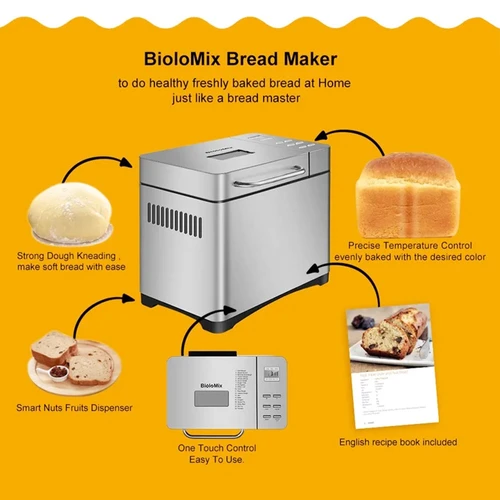 Biolomix BBM013 Stainless Steel 19 In 1 Automatic Bread Maker