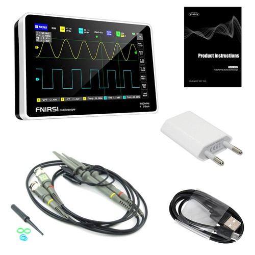 FNIRSI 1013D 7inch Tablet Oscilloscope, 2 Channels, 100MHz Bandwidth, 1GSa/s Sampling – EU Plug