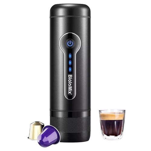 BioloMix CP010 Wireless Portable Coffee Maker, 15-18 Bar Electric Capsule Espresso Machine, 7800mAh Battery, 50ml Water Capacity - Black