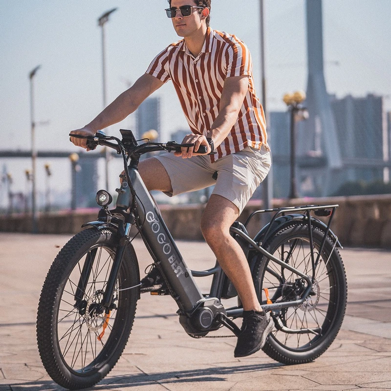 GOGOBEST GF850 Electric Bike 500W Mid-Motor 32Km/h 2*10.4AH Grey