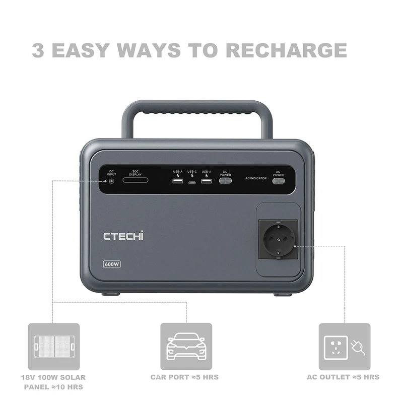Amazon.co.jp: CTECHi ポータブル電源 600W 大容量 リン酸鉄