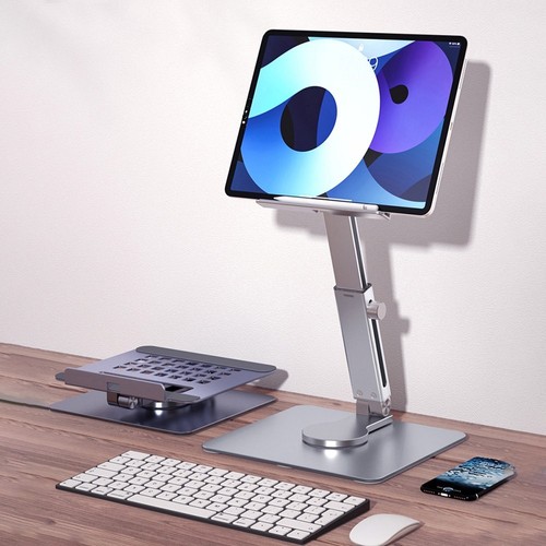 Desk Tablet Stand 360 drehbar Metall Silbergrau