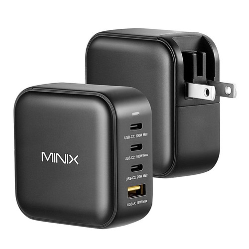 MINIX P3 100W snabbladdare, 3* Type-C 1* USB-A-portar för resor, universell kompatibilitet