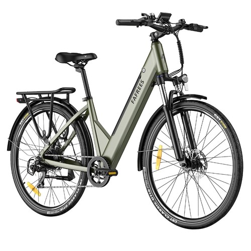 F28 Pro 27,5'' City-E-Bike mit tiefem Einstieg, 25 km/h, 250-W-Motor, 36 V, 14,5 Ah, integrierter, herausnehmbarer Akku, Shimano 7-Gang-Schaltung – Grün