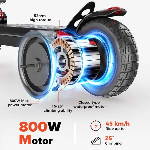 iScooter IX4 10 Inch Honeycomb Tires Electric Scooter, 800W Motor