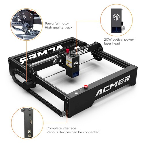 ACMER P1 Pro 20W Laser Engraver M2 Laser Rotary Roller E10 Laser Bed C4 Air Assist Kit