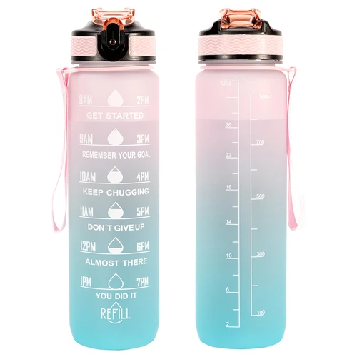 32 oz Water Bottle with Straw Pink