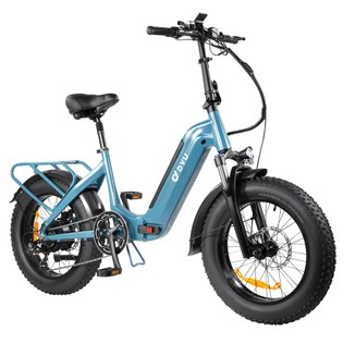 DYU FF500 Foldable Electric Bike 20 Inch Fat Tire 500W Motor 32Km/h Max Speed 48V 14Ah LG Battery 70KM Range 150KG Load Front & Rear Disc Brakes Shimano 7-Speed Gear