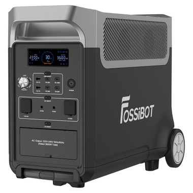 FOSSiBOT F3600 Portable Power Station, 3840Wh LiFePO4 Solar Generator, 3600W AC Output, 2000W Max Solar Charge, Fully Recharge in 1.5 Hours, 13 Output Ports, LCD Screen, Removable Flashlight Torch, 3W LED Light, with Rolling Wheels
