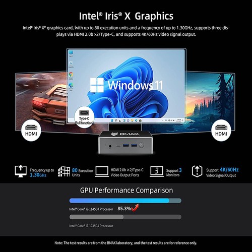 BMAX B7 Pro Mini PC Intel Core i5-1145G7 US