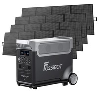 FOSSiBOT F3600 Portable Power Station + 4 x FOSSiBOT SP420 420W Solar Panel, 3840Wh LiFePO4 Solar Generator, 3600W AC Output, 2000W Max Solar Charge, Fully Recharge in 1.5 Hours, 13 Output Ports, LCD Screen, Removable Flashlight Torch, 3W LED Light