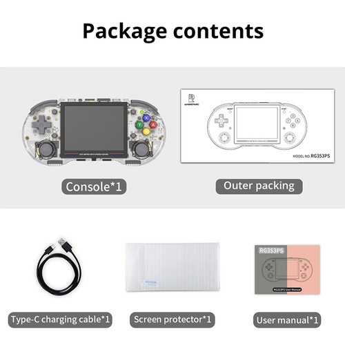 ANBERNIC RG353PS(クリア) ANBERNIC RG353PS Game Console 64GB TF Card White Transparent