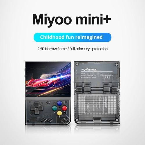 MIYOO Mini Plus Spielekonsole 64GB|640*680P Auflösung|3,5 Zoll Bildschirm – Schwarz