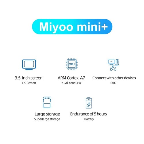 MIYOO Mini Plus Spielekonsole 64GB|640*680P Auflösung|3,5 Zoll Bildschirm – Weiß