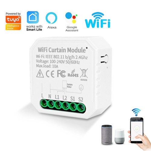 2st WHD09 Tuya WiFi Smart Curtain Switch Controller, Countdown/Timing Funktion, App/Voice Control, Home Curtain Modification