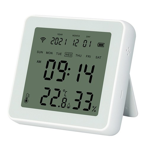 ZigBee Smart Temperature Fuktighetssensor, Bakgrundsbelysning Väckarklocka Funktion, LCD-skärm