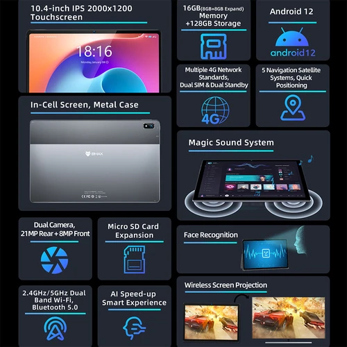 BMAX I11PLUS 4G Tablet, Android 12 T616 CPU