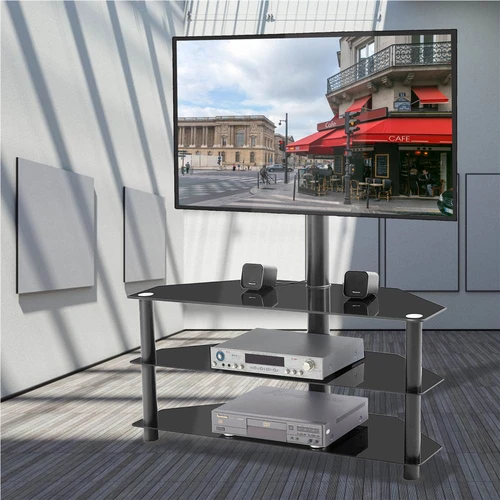 Multifunctional TV Stand Black Muebles Para Televisor De Sala Height  Adjustable Stand Swivel 3 Tier Storage Rack