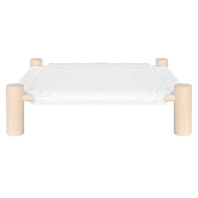 Fluffee Wooden Raised Pet Bed with Faux Rabbit Fur Fabric