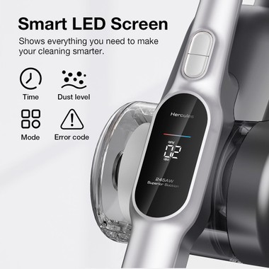 JIMMY H10 Flex Handheld Cordless Vacuum Cleaner 245AW 26Kpa Suction Intelligent Dust Sensor Auto Power Adjust 2500mAh Battery 80Mins Runtime 0.6L Dust Cup with LED Headlights - Silver