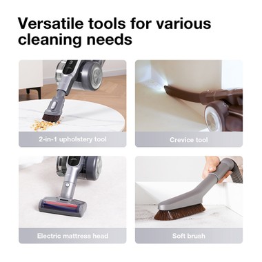 JIMMY H10 Flex Handheld Cordless Vacuum Cleaner 245AW 26Kpa Suction Intelligent Dust Sensor Auto Power Adjust 2500mAh Battery 80Mins Runtime 0.6L Dust Cup with LED Headlights - Silver