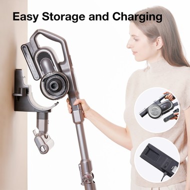 JIMMY H10 Flex Handheld Cordless Vacuum Cleaner 245AW 26Kpa Suction Intelligent Dust Sensor Auto Power Adjust 2500mAh Battery 80Mins Runtime 0.6L Dust Cup with LED Headlights - Silver