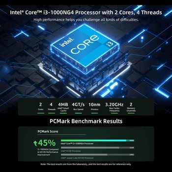 BMAX B6 Plus Mini PC, Intel Core i3-1000NG4 up to 3.2GHz, 12GB LPDDR4 512GB SSD, 2xHDMI Full Feature Type-C 4K Triple Display, 3xUSB3.0 1000Mbps RJ45 LAN, Wi-Fi 5 BT 4.2 3.5mm Audio, Windows 11 Pro - EU