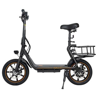 KuKirin C1 Electric Scooter with Basket 14 inch Off-road Pneumatic Tires 350W Motor 25km/h Max Speed 48V 15Ah Battery - Black