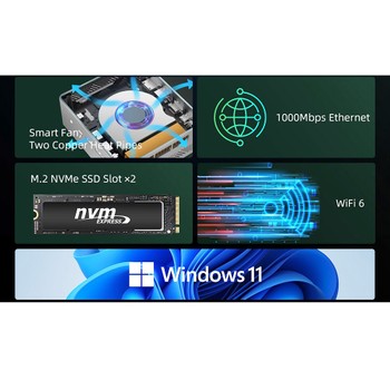 BMAX B6 Power Mini PC, Intel Core i7-1060NG7 up to 3.8GHz, 16GB LPDDR4 1TB SSD, 2xHDMI Full Feature Type-C 4K Triple Display, 3xUSB3.0 1000Mbps RJ45 LAN, Wi-Fi 6 BT 5.2 3.5mm Audio, Windows 11 Pro-EU